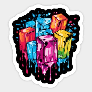 Retro Colorful Ice Cubes Sticker